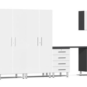 Ulti-MATE Garage 2.0 Series White Metallic 6 Piece Kit with Workstation